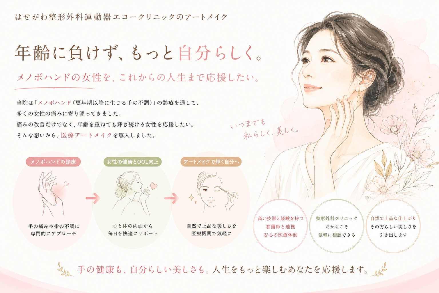 年齢に負けず、もっと自分らしく。はせがわ整形外科運動器エコークリニックのアートメイク　イメージ